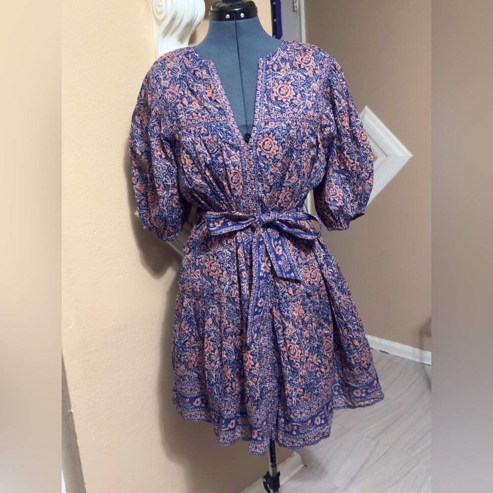 Cleobella Blue and Pink Patterned Mini Dress